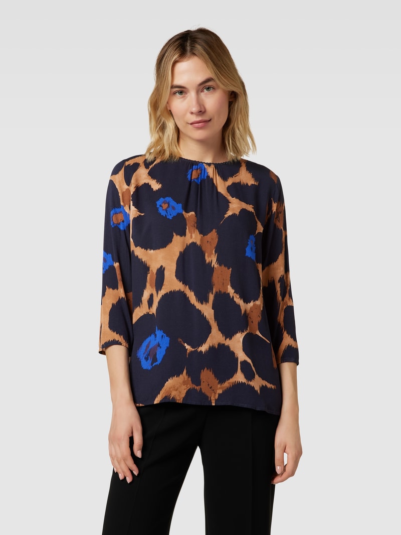 Blusenshirt mit Allover-Muster und 3/4-Arm in royalblau