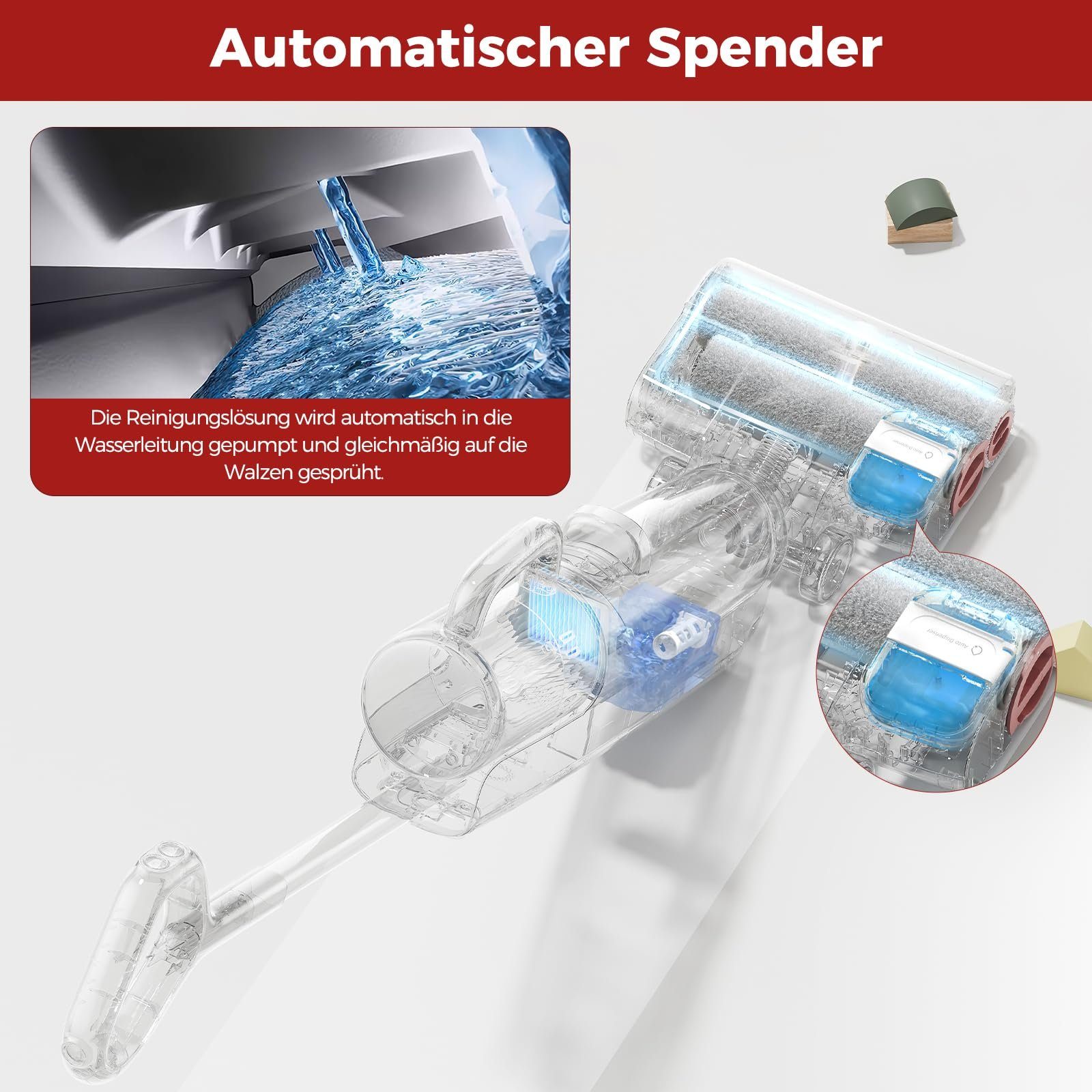 Roborock Nass-Trocken-Sauger Dyad Pro Combo, 260,00 W, 5-in-1 Nass Trockensauger Kabelloser 17000Pa Wischsauger kabellos mit Akku Staubsauger für Teppichreinigung, elektrische Minibürste und 2 Reinigungsköpfe, APP, Sprachsteuerung