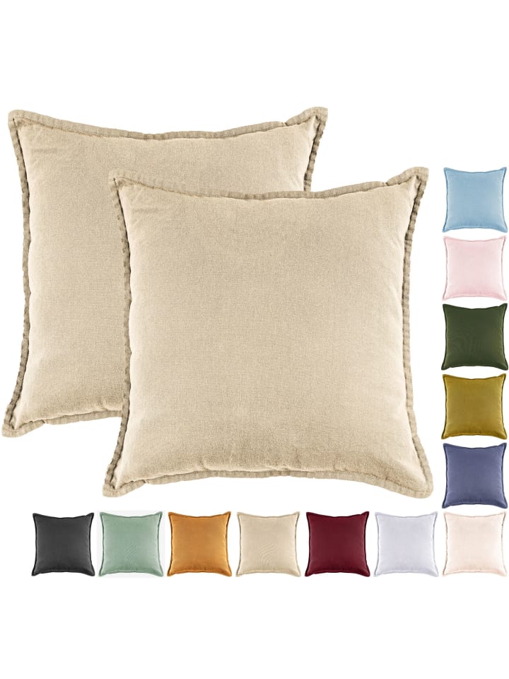 JACK 2er Set Kissenhülle 45x45cm Baumwolle Einfarbig in Taupe günstig kaufen 45x45 cm