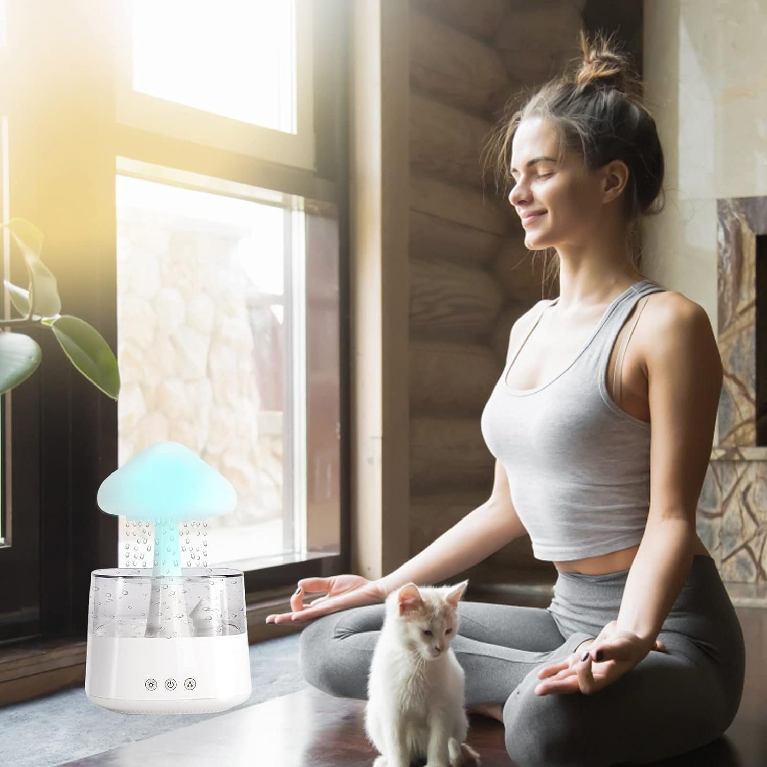 RYSH Luftbefeuchter Wolkenregen-Luftbefeuchter, Aromatherapie-Diffusoren für ätherische Öle, 7 Farben LED Nachtlicht Luftbefeuchter Schreibtisch Nachttisch Brunnen