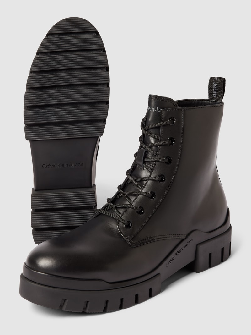 Boots aus Leder mit Label-Details Modell 'COMBAT' in schwarz