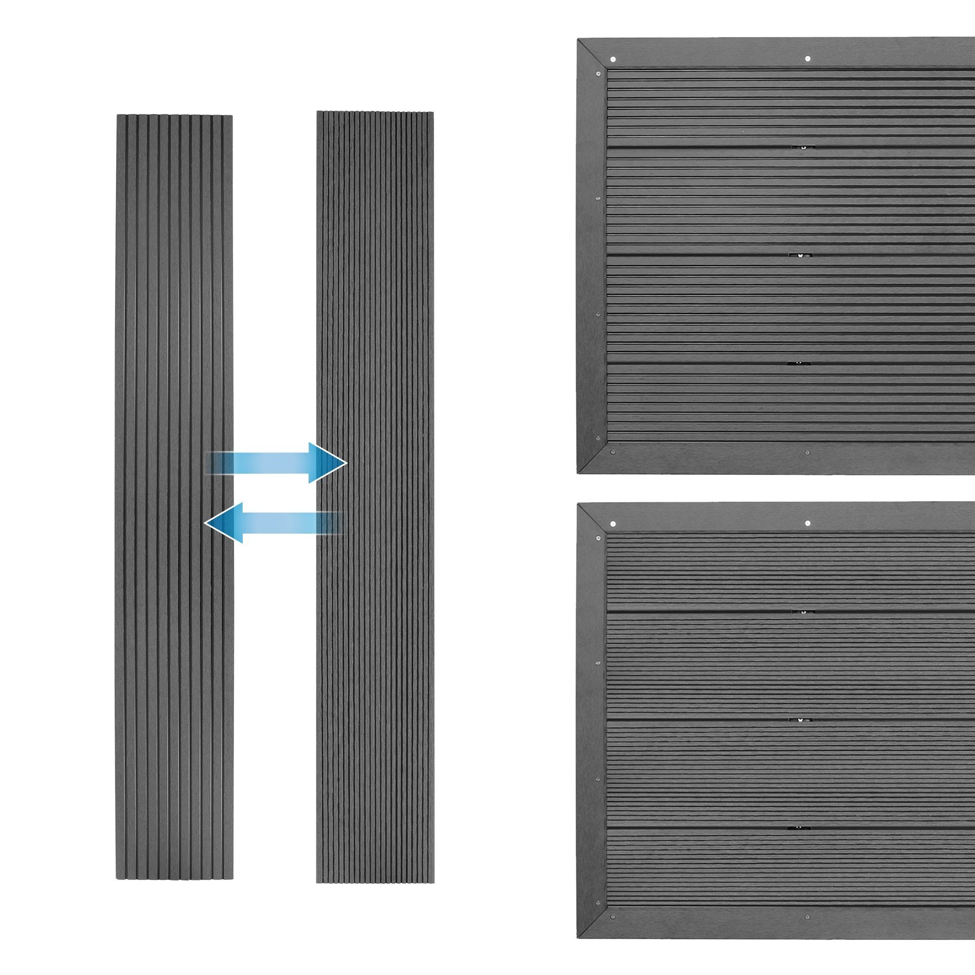 ML-DESIGN Solardusche WPC Bodenelement für Solardusche Bodenplatte für Gartendusche, Dunkelgrau 101x63x5,5cm rutschfeste Unterlage inkl. Montagematerial