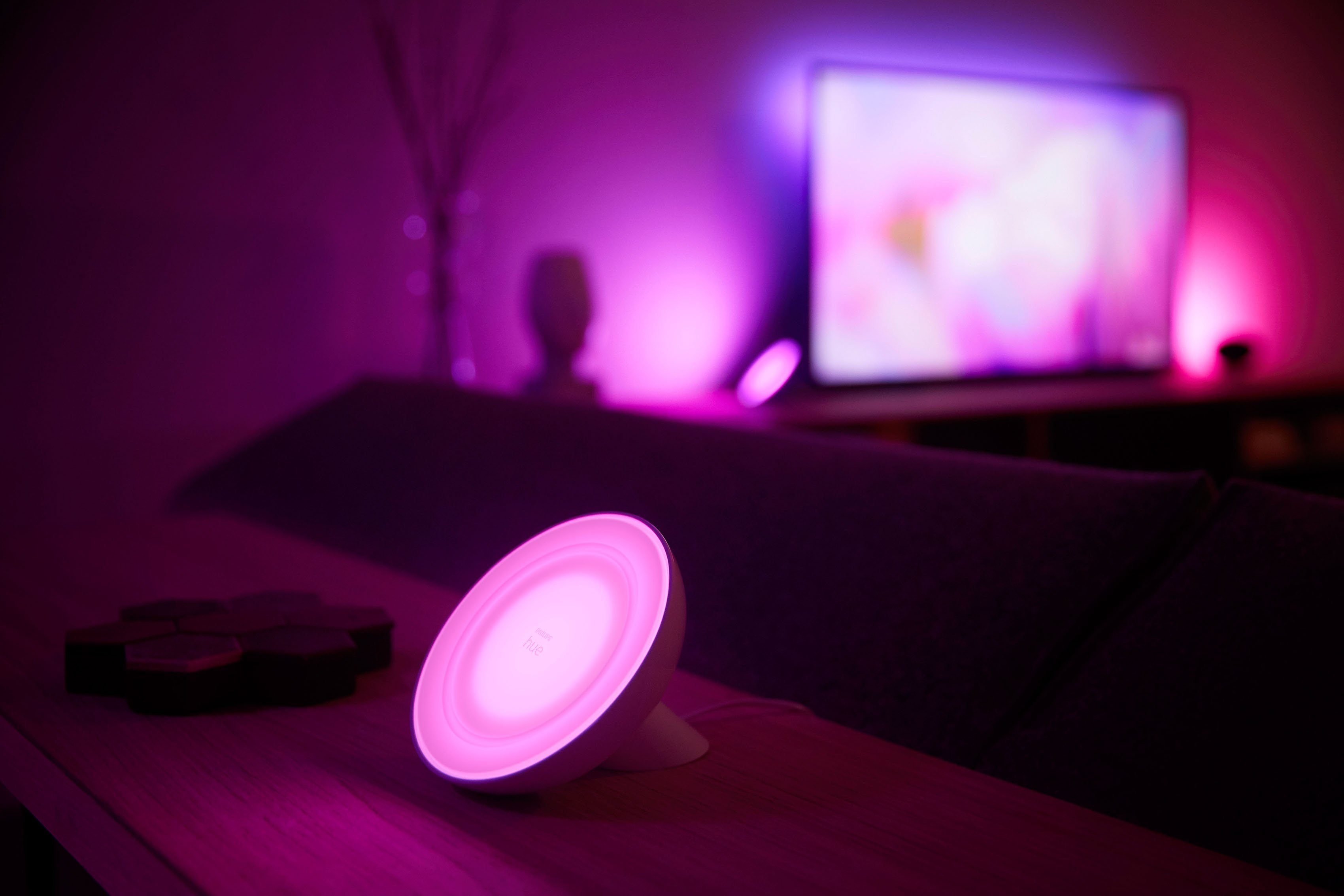Philips Hue LED Tischleuchte Bloom, Bluetooth, Dimmfunktion, Ein-/Ausschalter, Farbsteuerung, Smart Home, LED fest integriert, Farbwechsler, Kaltweiß, Neutralweiß, Warmweiß, LED Tischleuchte, weiß, 500 Lumen