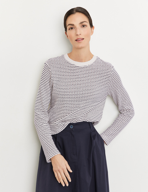 Pullover mit Ringelmuster und Struktur
