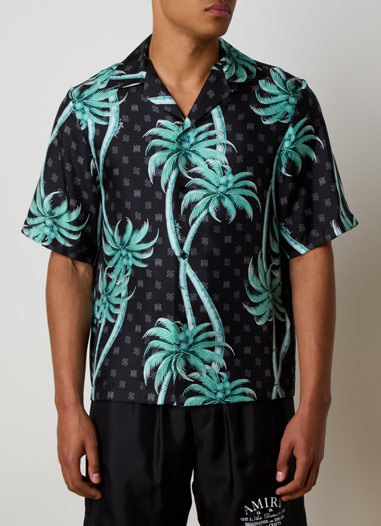 Camicia in seta Amir dalla vestibilità classica con stampa tropicale.