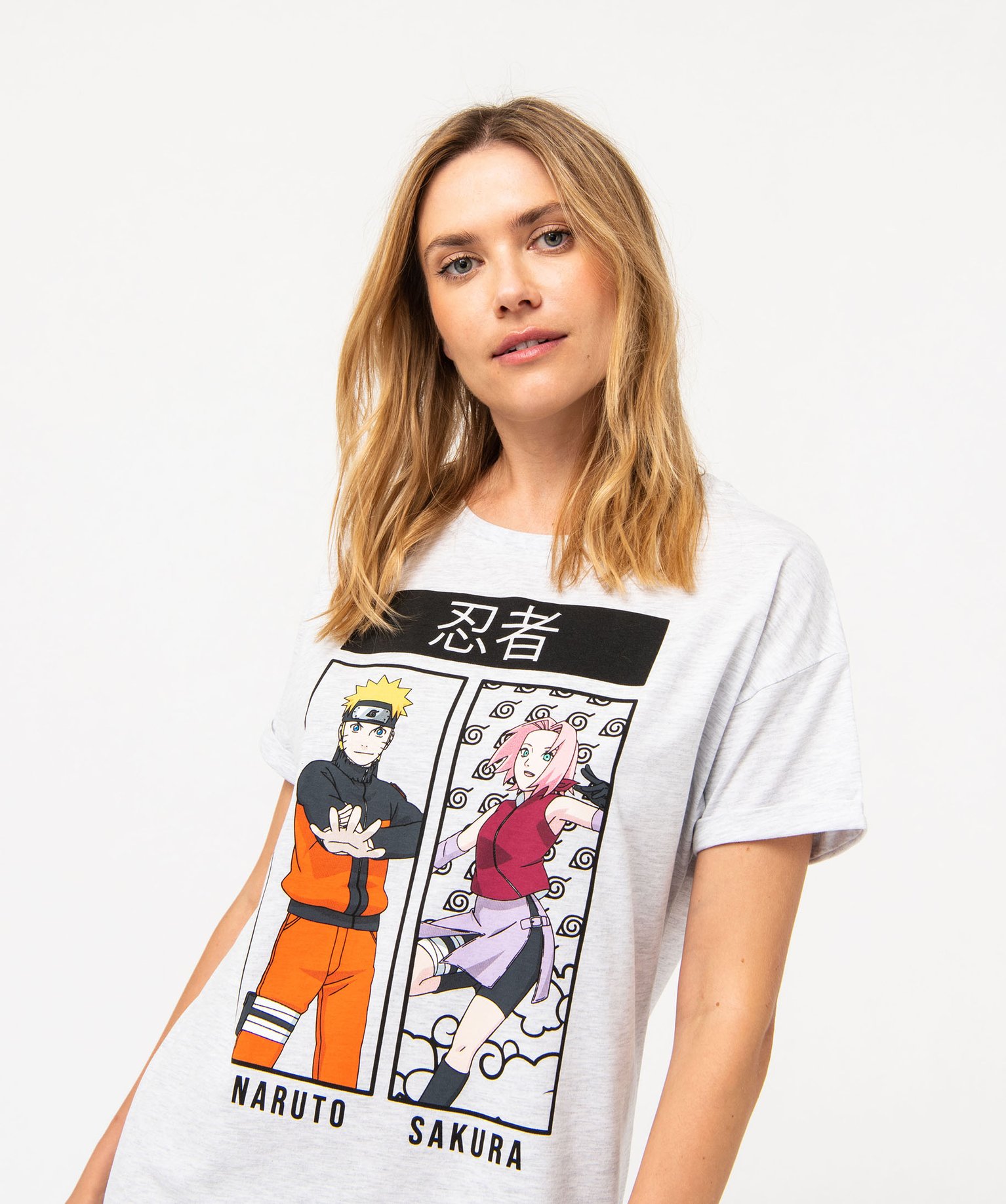 Chemise de nuit à manches courtes avec motifs manga femme -... gris | GEMO