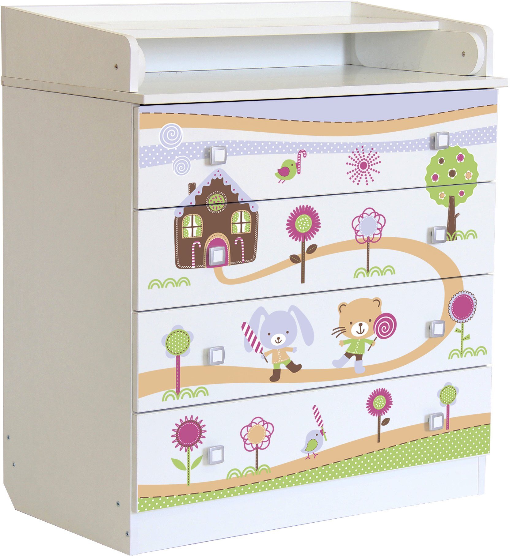 Polini kids Wickelkommode Simple 1580, Knusperhaus, mit aufklappbarem Wickelaufsatz