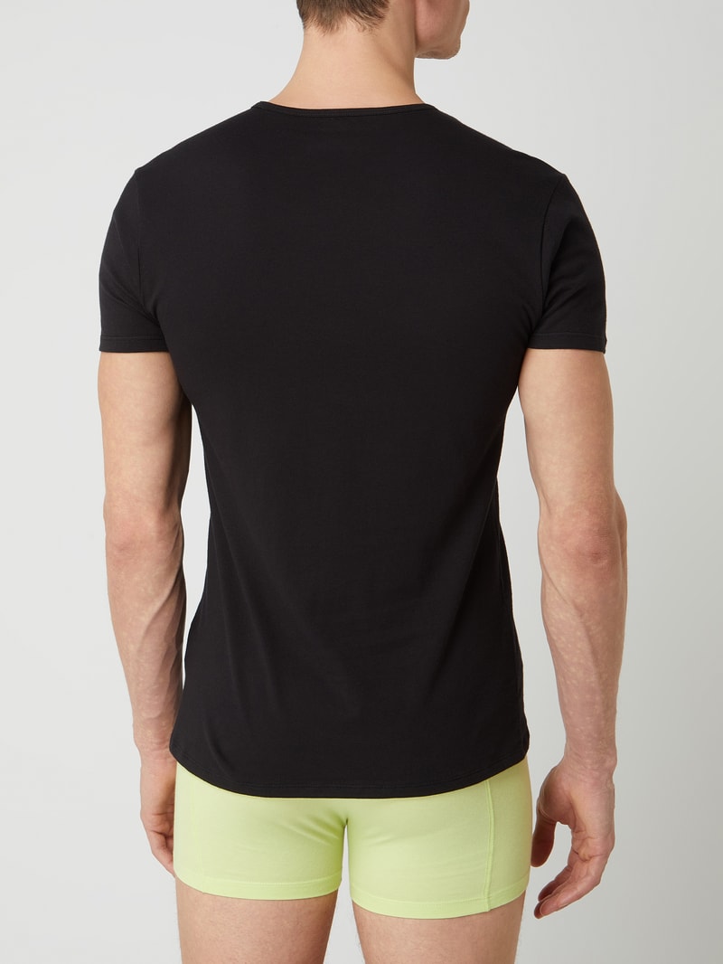 Regular Fit T-Shirt aus Baumwolle im 2er-Pack in schwarz