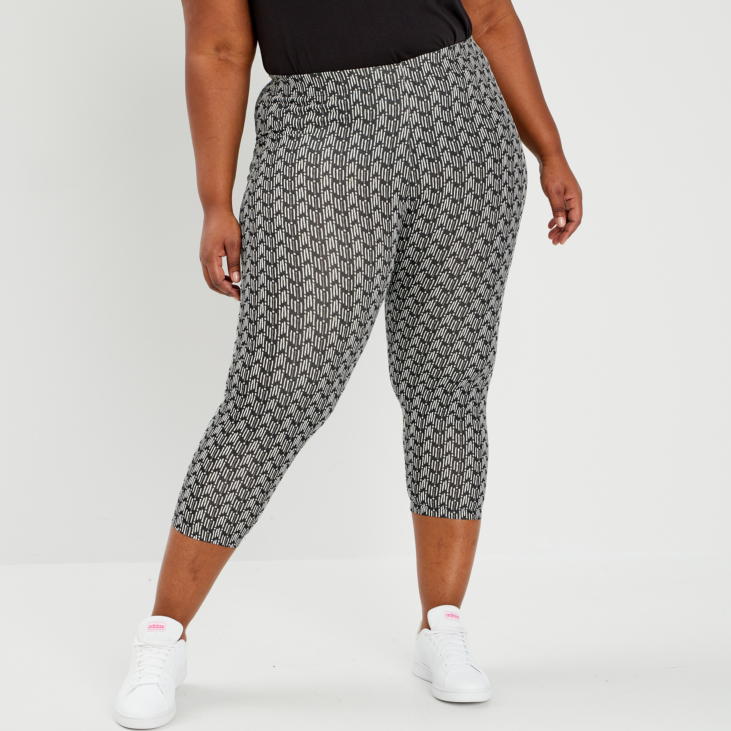 Legging 7 8ème taille standard noir femme grande taille | La Halle
