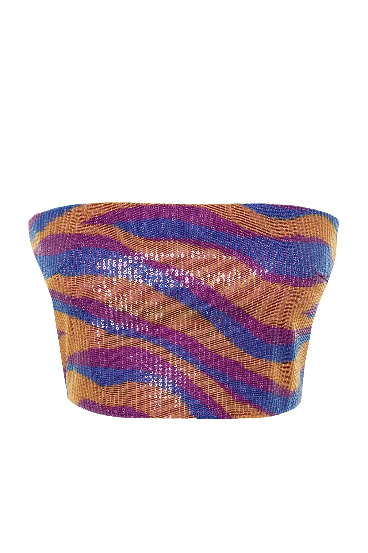 Trendyol Collection  Mehrfarbiges, gemustertes, bauchfreies, gefüttertes Bustier mit glitzernden Pailletten TPRSS24BS00009