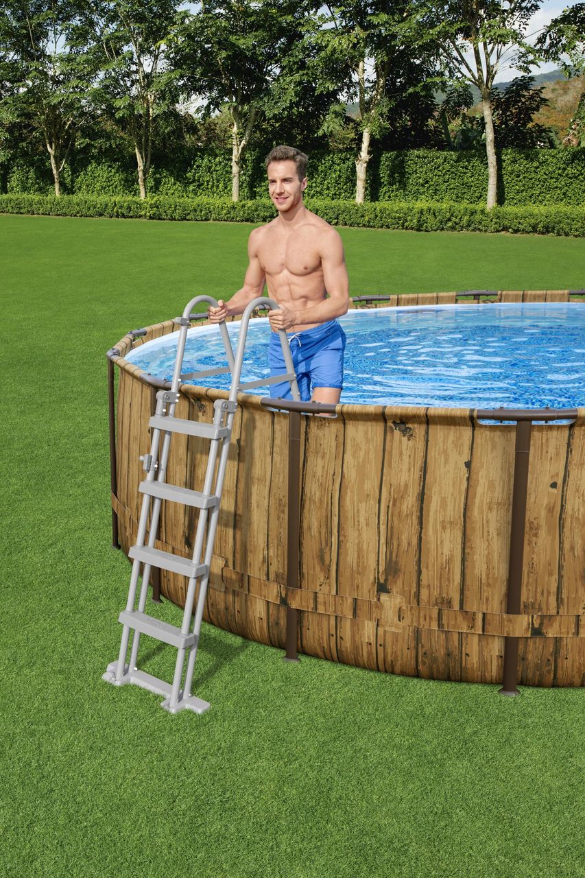 Bestway Power Steel™ Swim Vista Series™ Frame Pool Komplett-Set mit Filterpumpe, Holz-Optik