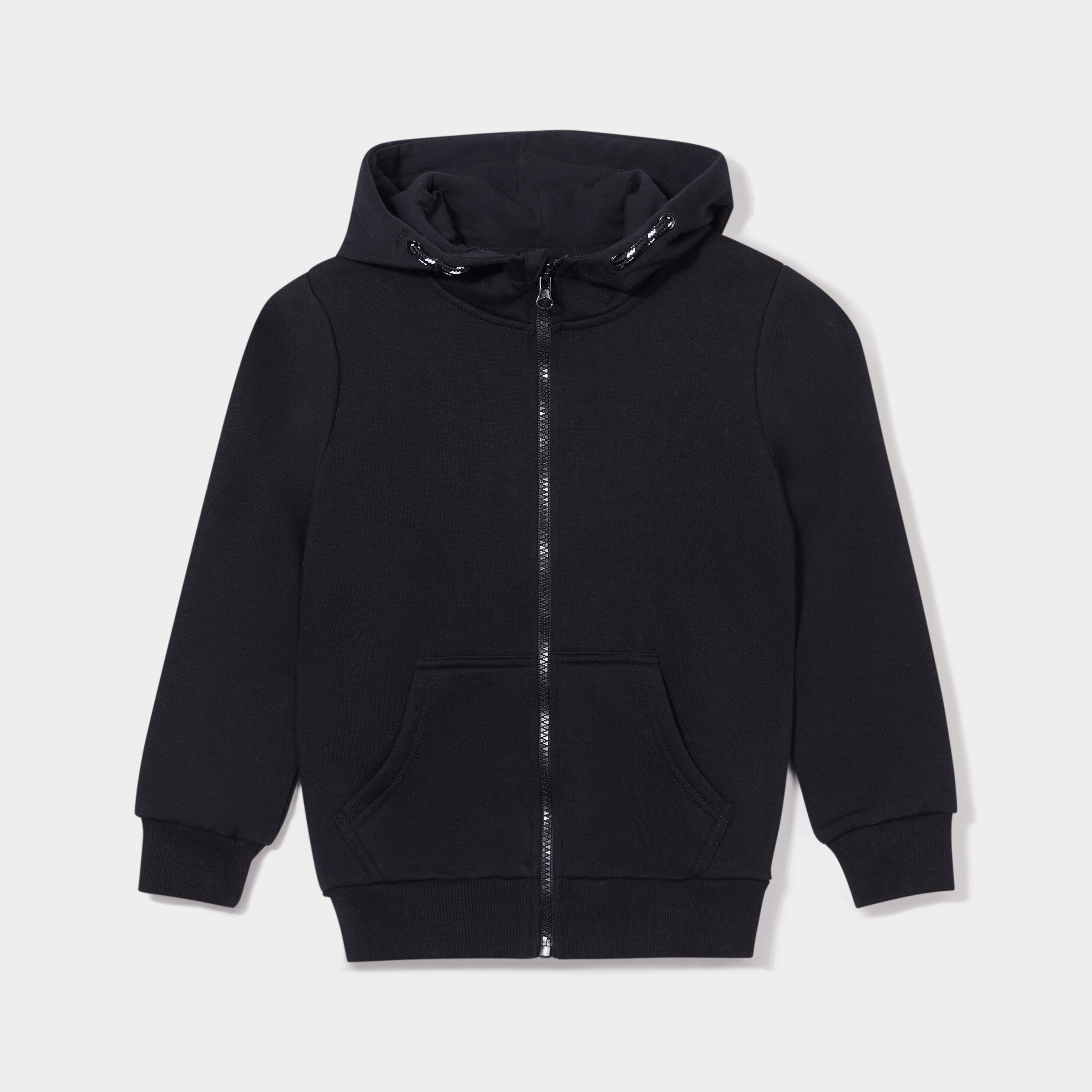Sweat zippé molletonné à capuche noir garçon | La Halle