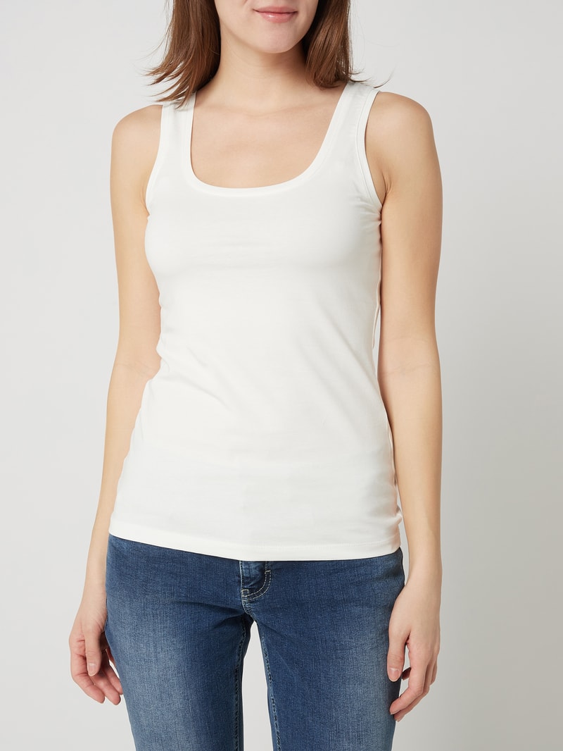 Tanktop aus Baumwoll-Elasthan-Mix in offwhite