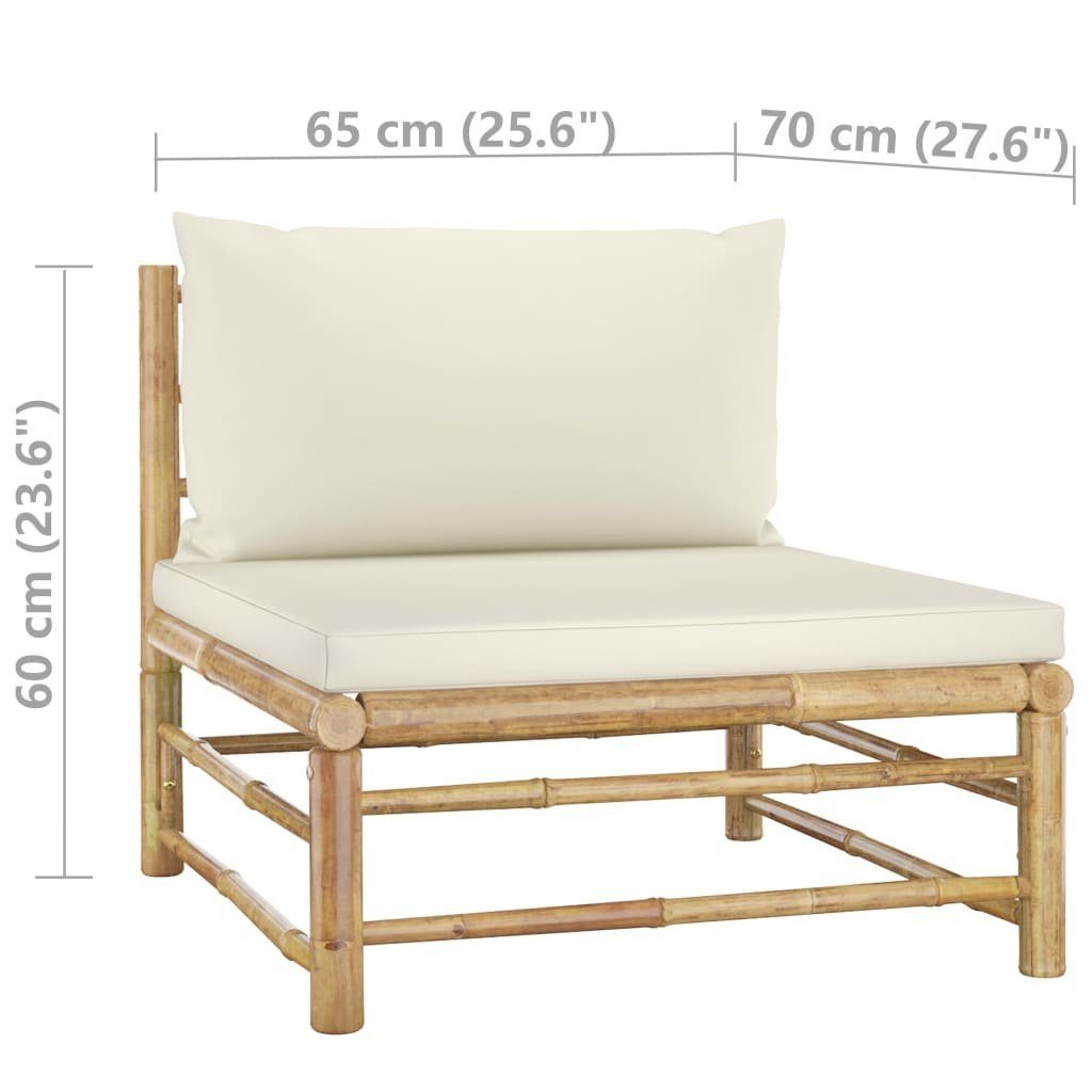 vidaXL Loungesofa 2-tlg. Garten-Lounge-Set mit Kissen Cremeweiß Bambus, 1 Teile