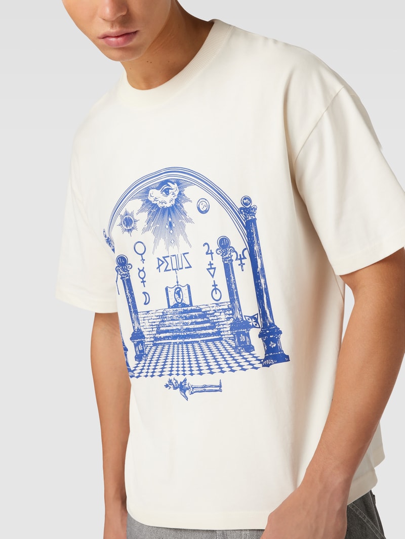 T-Shirt mit Motiv-Print in offwhite