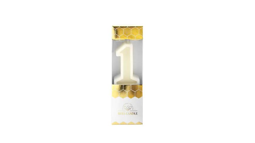 Wondercandle® Bienenwachskerze Nummer 1 weiß