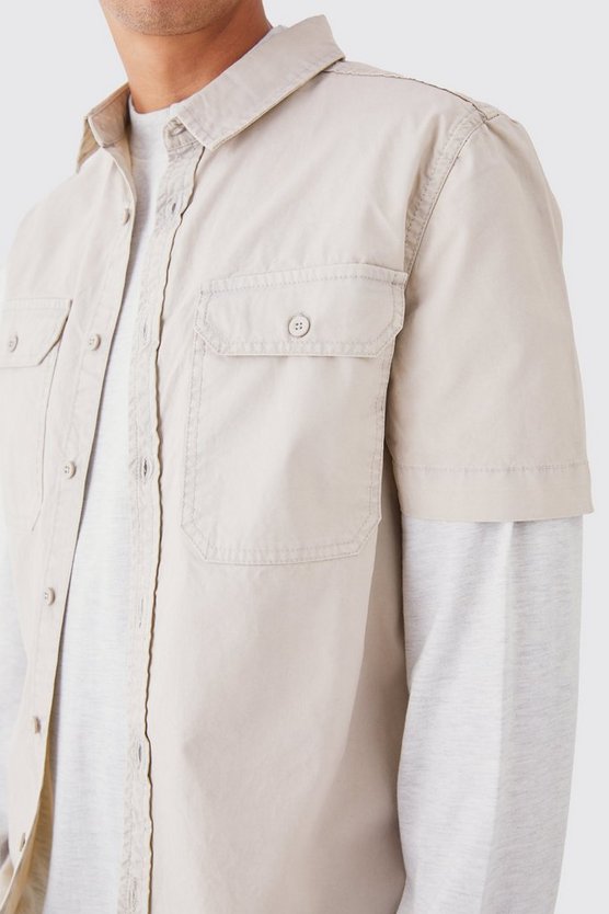 Kurzärmliges Twill Hemd