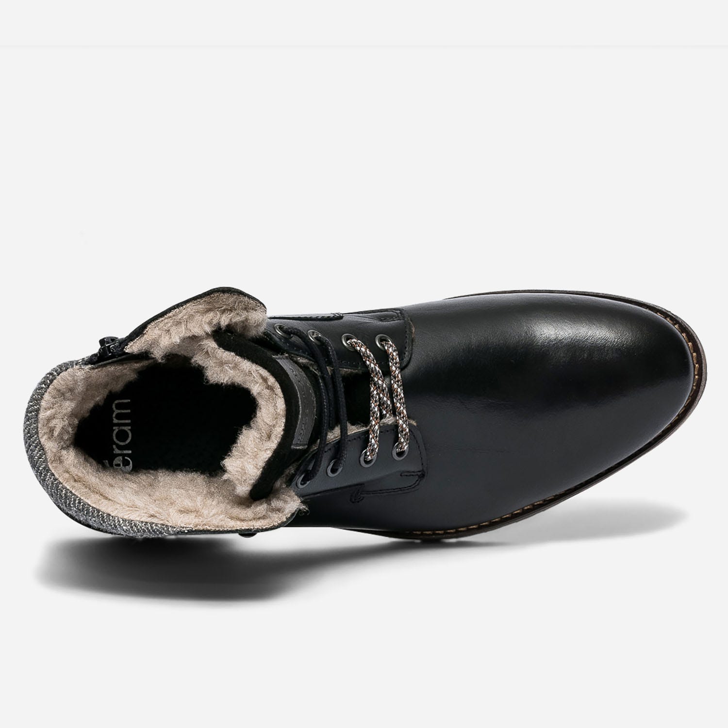 Boots à lacet noir en cuir fourré