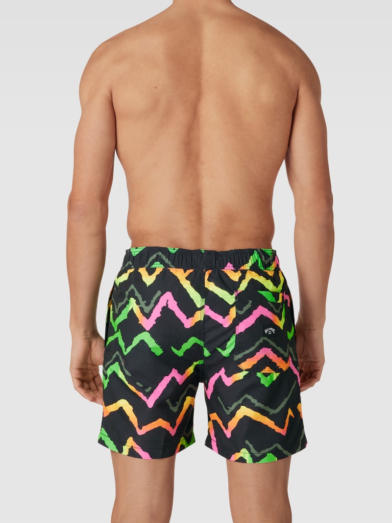 Badehose mit Allover-Muster Modell 'GOOD TIMES' in schwarz