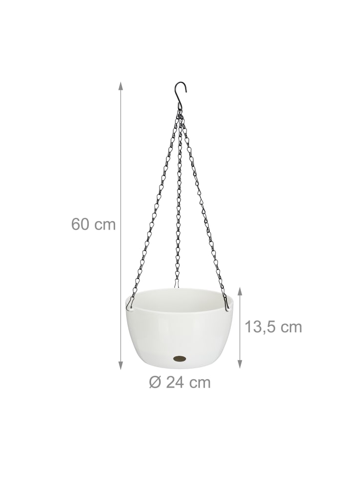 relaxdays 2 x Blumenampel in Weiß - (H)60 x Ø24 cm günstig kaufen onesize