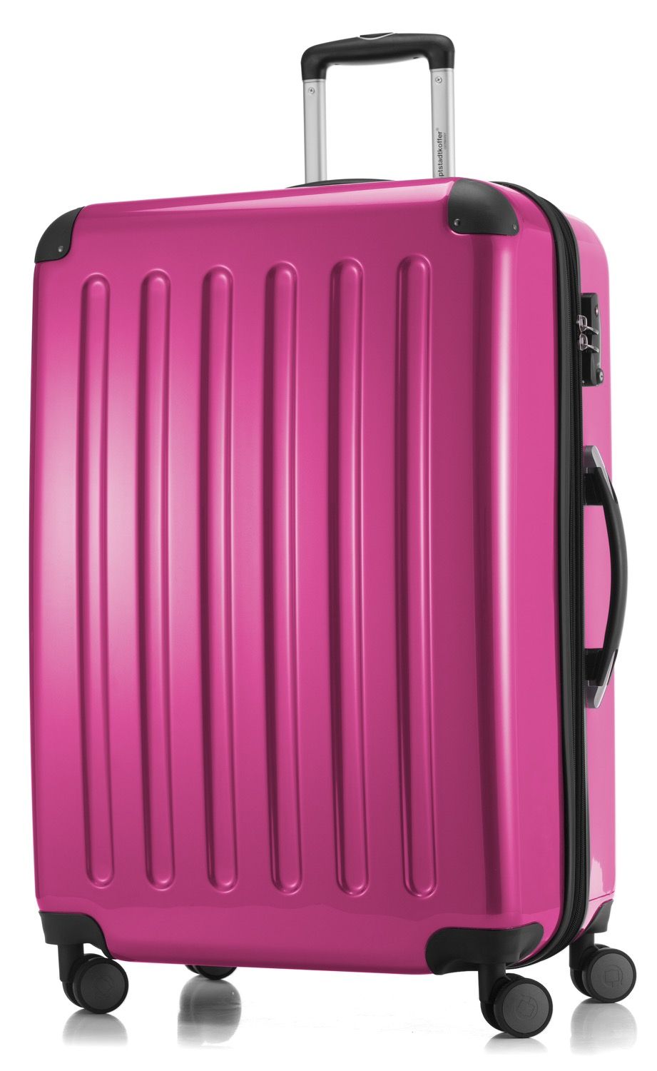 Alex - suitcase hard shell black glossy, TSA, 75 cm, 119 liters