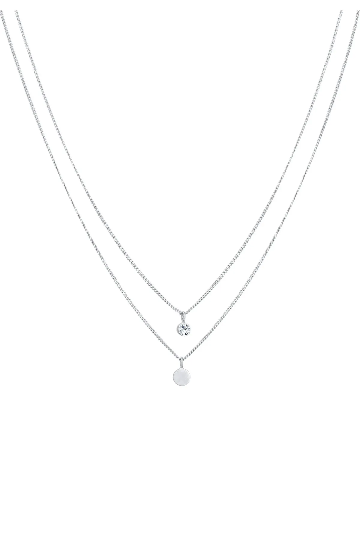 ELLI  Halskette Layer Plättchen Kristall 925 Silber