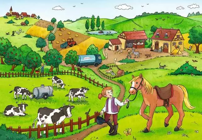 Kinderpuzzle ab 3 Jahren - Fleißig auf dem Bauernhof - 12 Teile