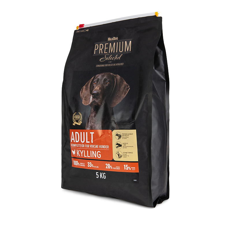 MaxDog Premium Kylling Adult 5 kg Premium Selected MaxD