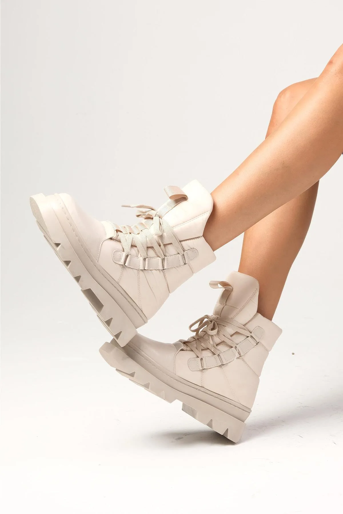 Mio Gusto  Stiefelette - Beige - Flacher Absatz