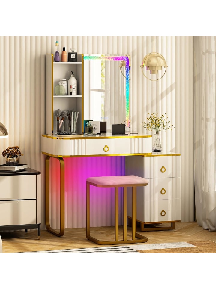 COSTWAY Schminktisch Set mit LED & Ladestation in Weiß günstig kaufen onesize