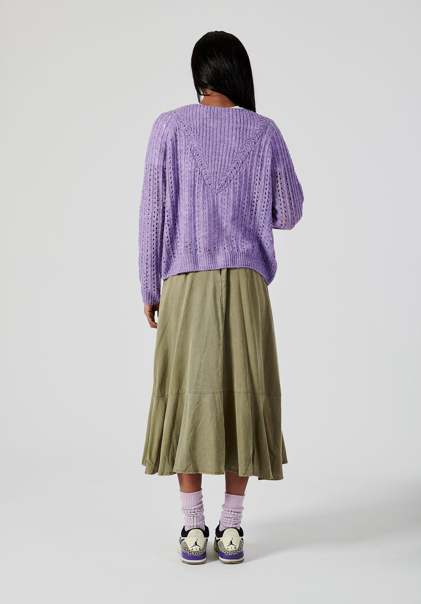FINUS  Gilet lila ajouré femme