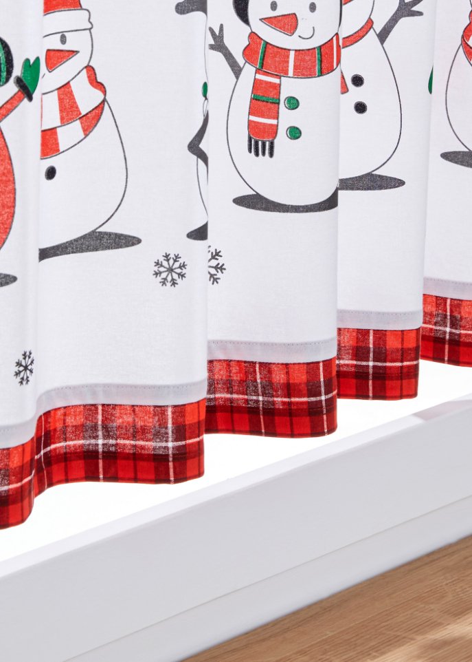 Bio Baumwoll Scheibengardine mit weihnachtlichem Druck