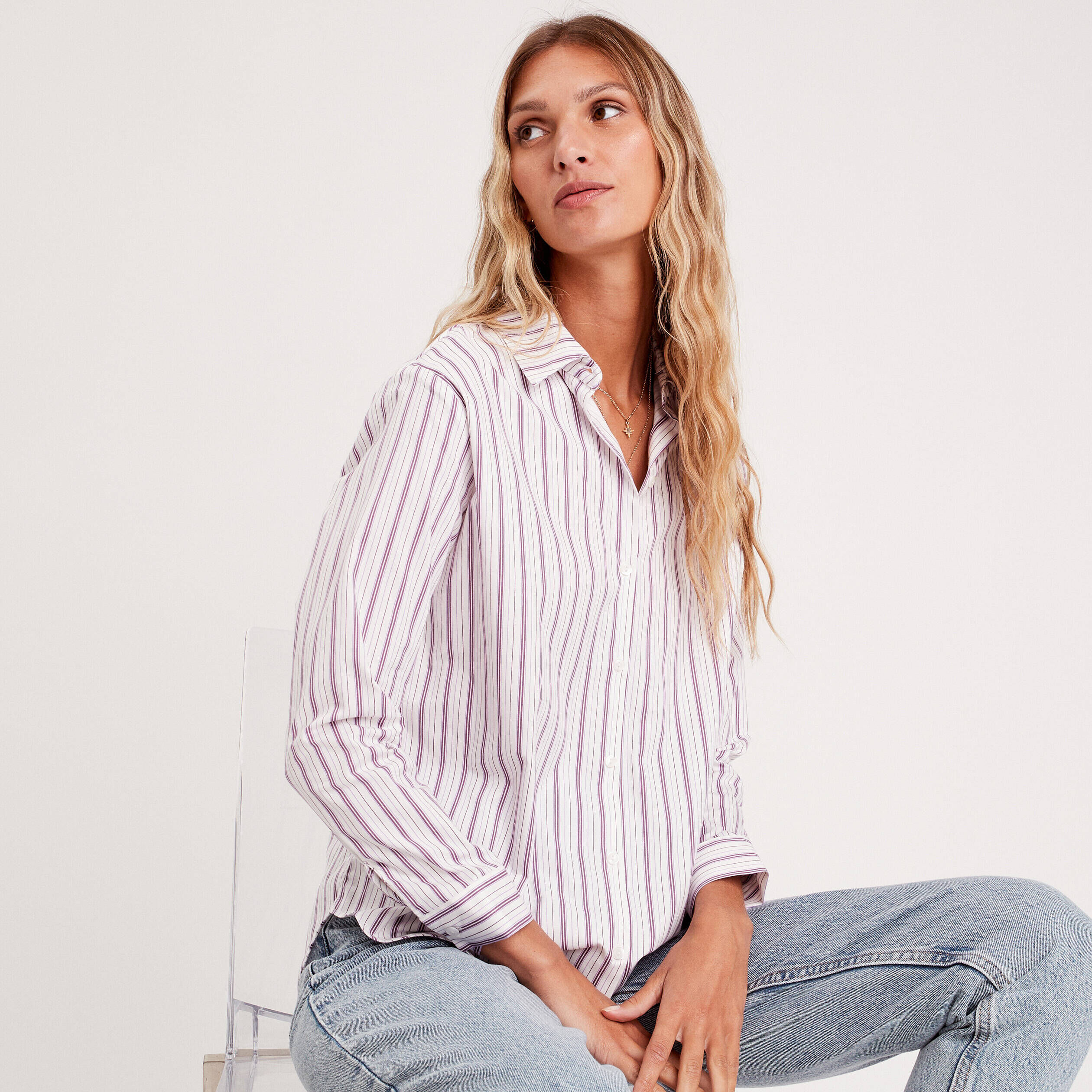 Chemise manches longues blanc femme | Cache Cache