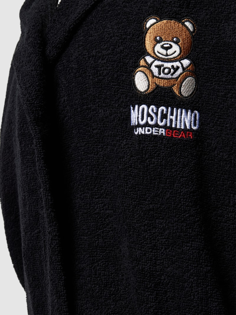 Bademantel mit Label-Stitching in schwarz