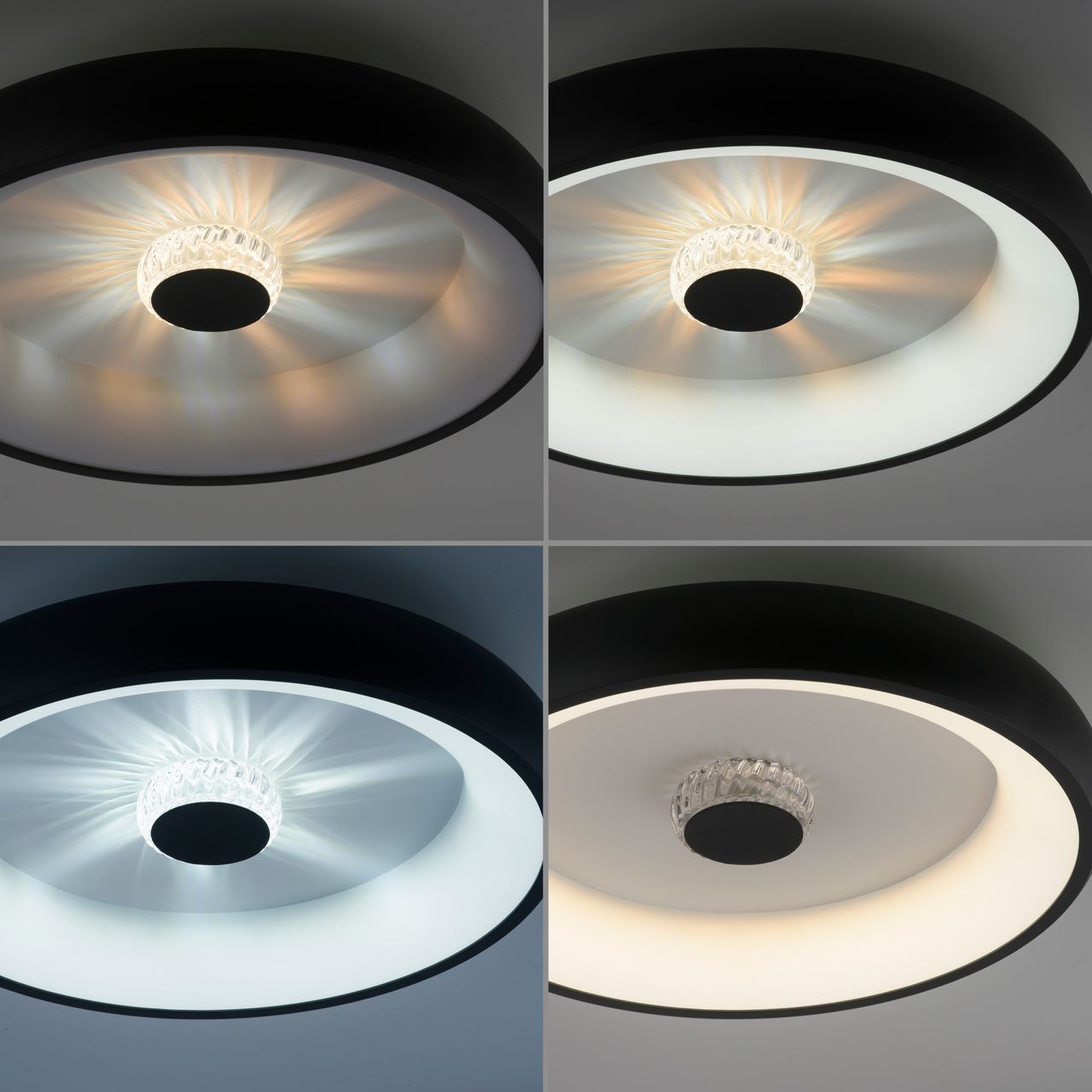 JUST LIGHT LED Deckenleuchte VERTIGO, CCT, dimmbar, Fernbedienung, Ø46,5 cm, Kristall-Effekt