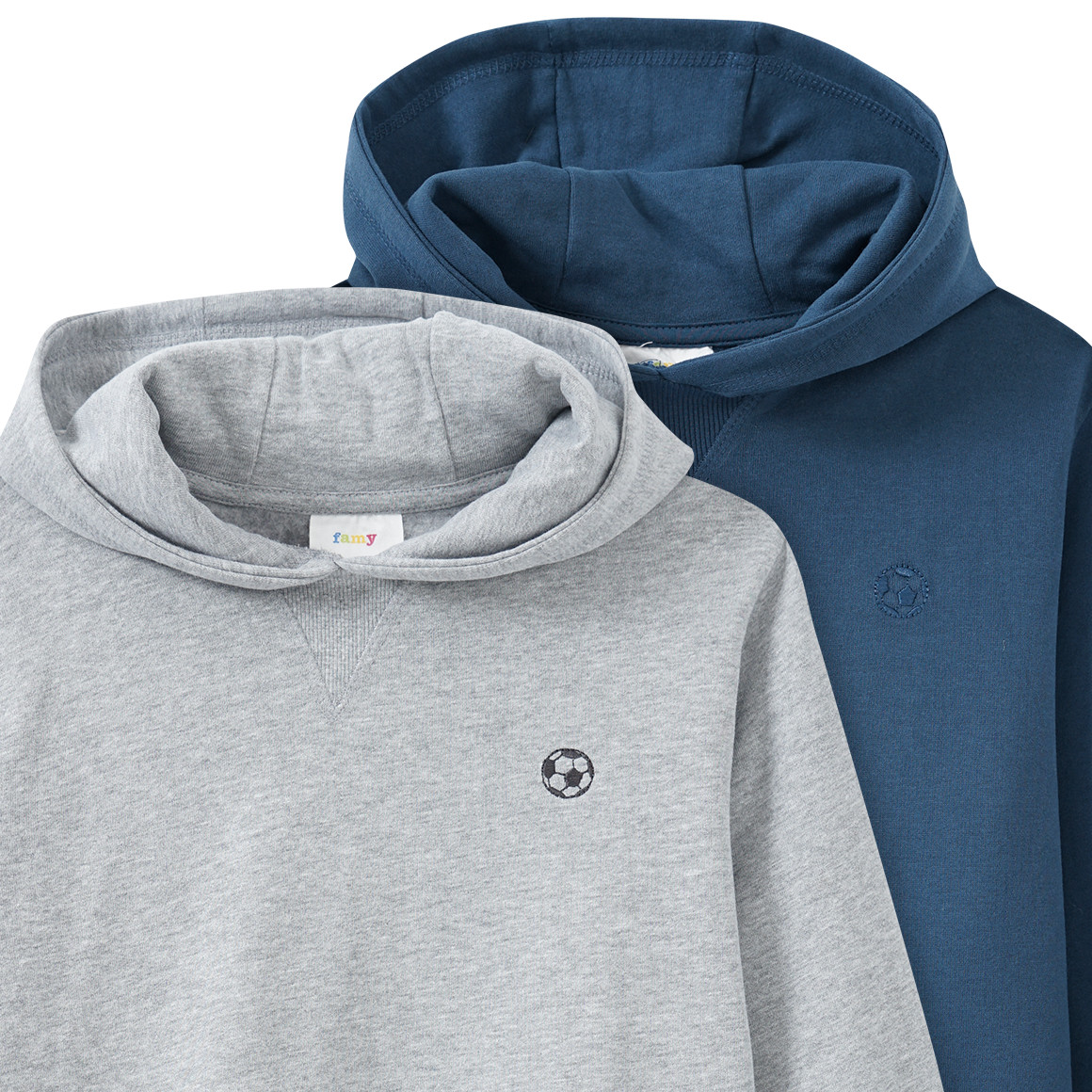 2 Jungen Hoodies mit Fußball-Stickerei