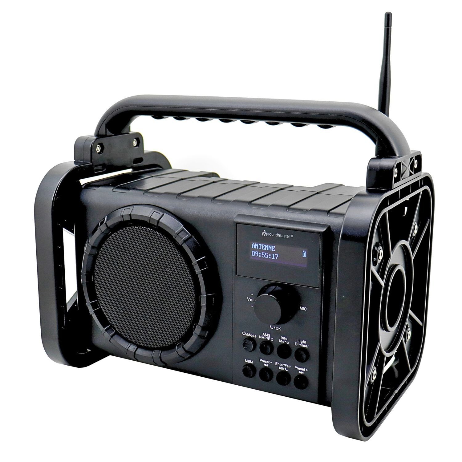 Soundmaster DAB80SW Baustellenradio DAB+ Bluetooth Akku IP44 spritzwassergeschützt Digitalradio (DAB) (DAB+, MW, PLL-UKW, FM, AM)
