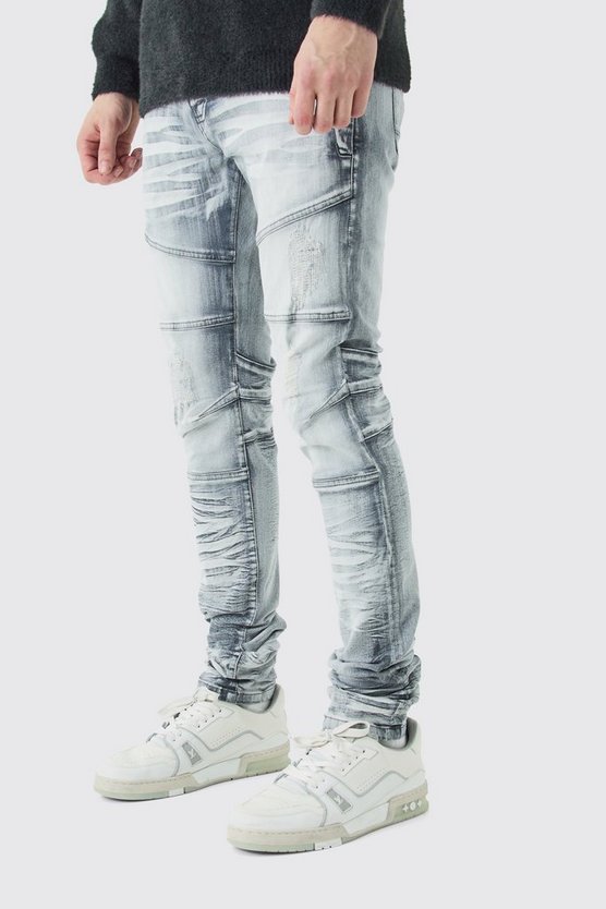 Tall gebleichte Skinny Stretch Jeans mit Rissen