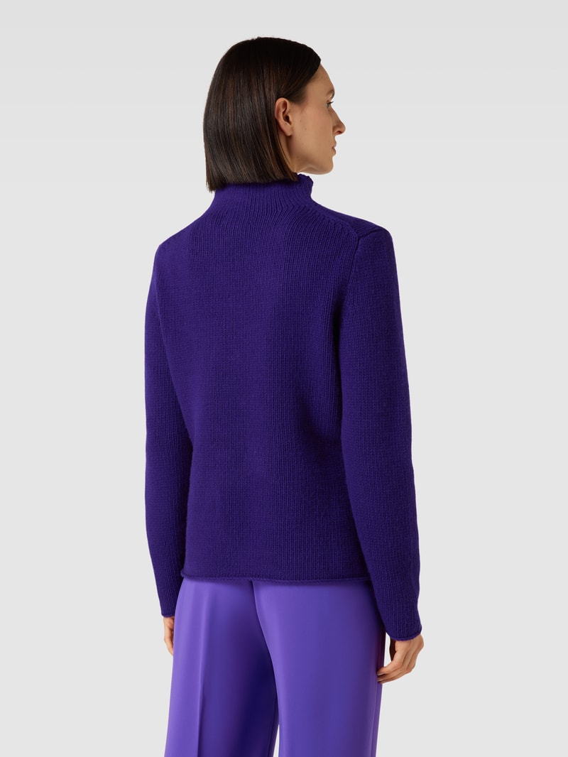 Strickpullover mit Stehkragen Modell 'Basic' in lila