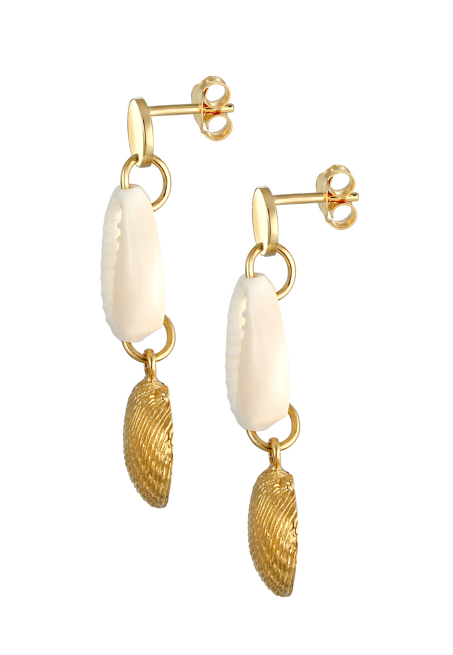 Orecchini da donna Elli con conchiglie, perfetti per l'estate, la spiaggia e il mare - Argento 925/1000 placcato oro