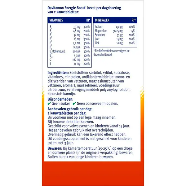 Davitamon Energy Boost¹ High-Dose Forest Fruit Chewable Vitamins 40 pieces