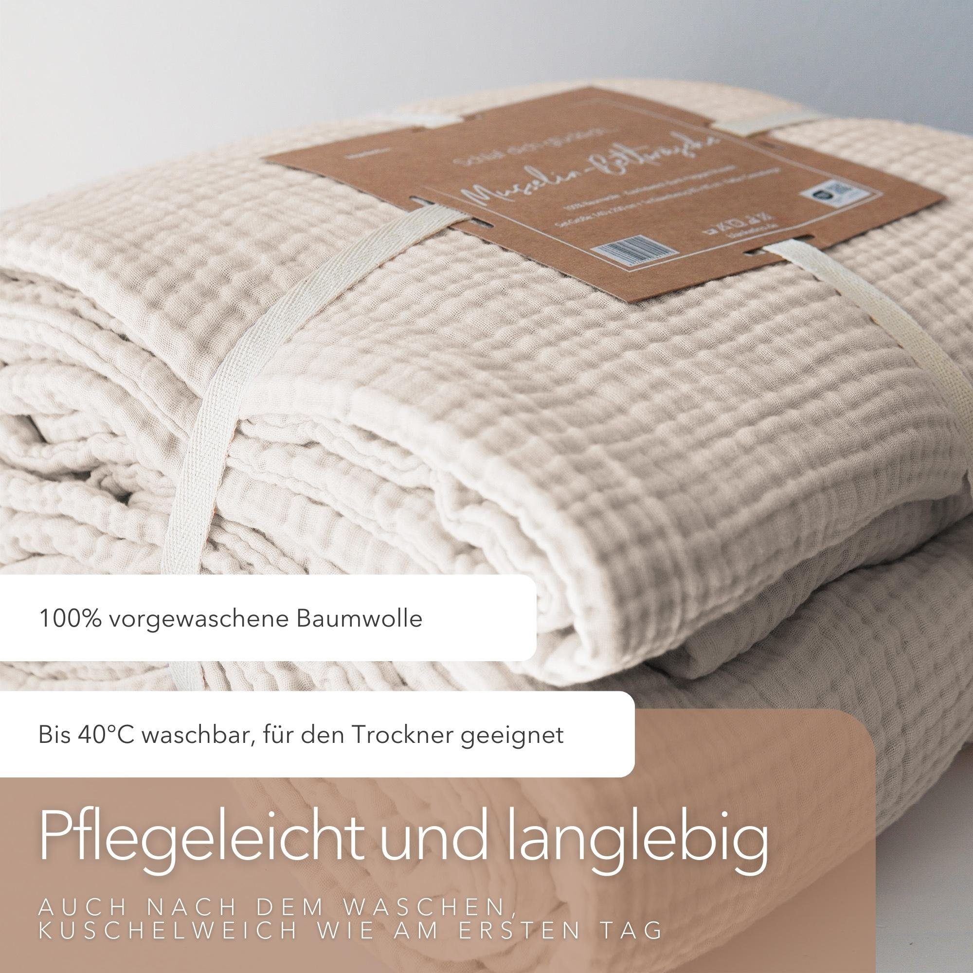 Bettwäsche Bettbezug Set aus 100% Musselin Baumwolle, blanketino, atmungsaktiver Kissenbezug & Deckenbezug, Musselin, Made in Germany