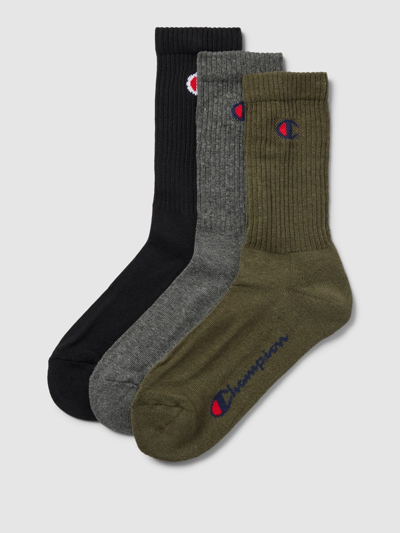 Socken mit Label-Print im 3er-Pack in olivgrün