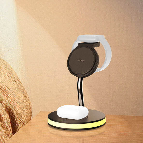 3-in-1 Wireless Charger QI-1041 mit LED-Beleuchtung, 15 W