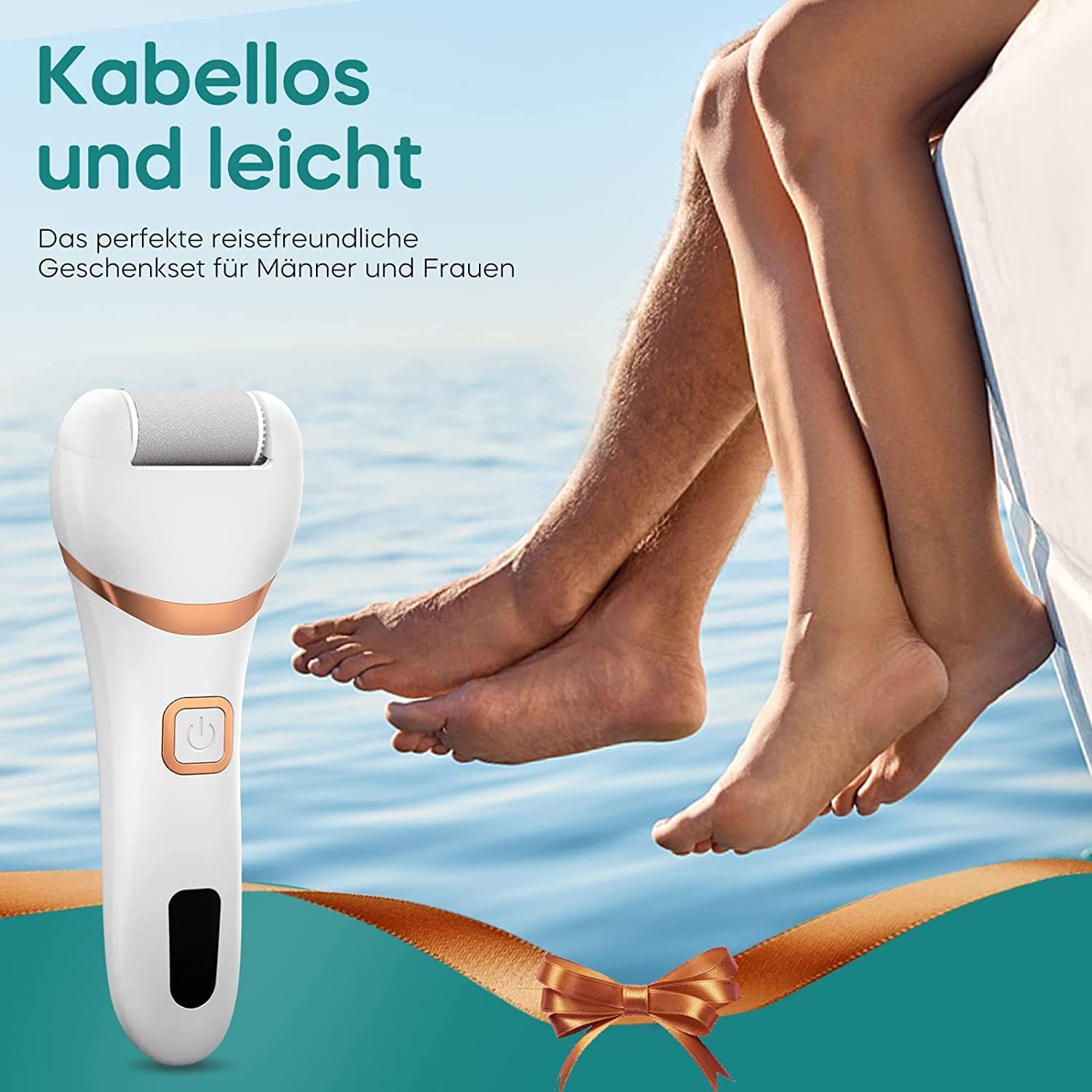Haiaveng Elektrischer Hornhautentferner Hornhautentferner Elektrisch, Wiederaufladbar Hornhauthobel, für Füsse, Fußpflege Pediküre,Foot File Electric mit 3 Rollen,2 Geschwindigkeiten