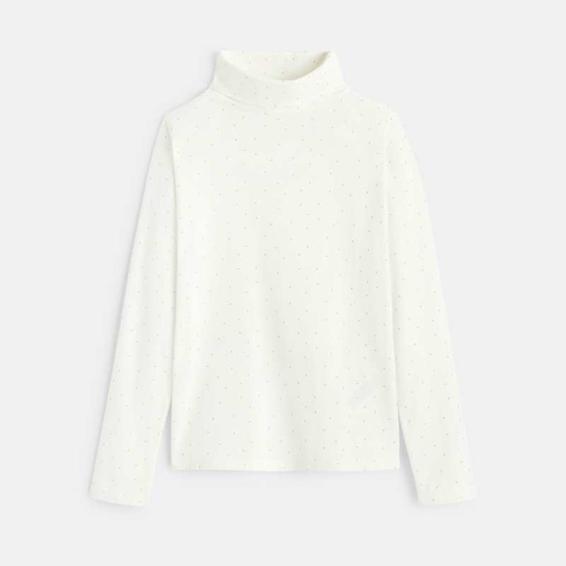 T-shirt col roulé imprimé blanc fille