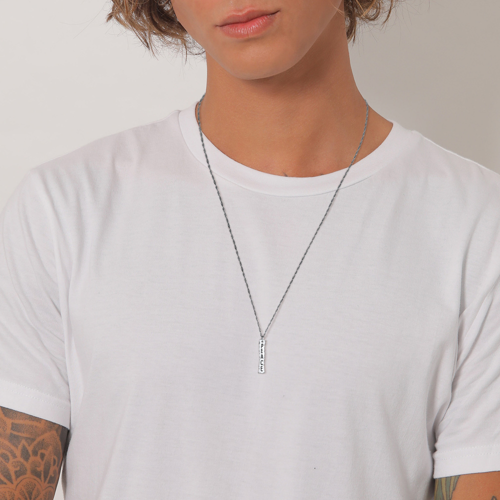KUZZOI KUZZOI Collier Hommes Pendentif bâton de paix en argent sterling 925 collier