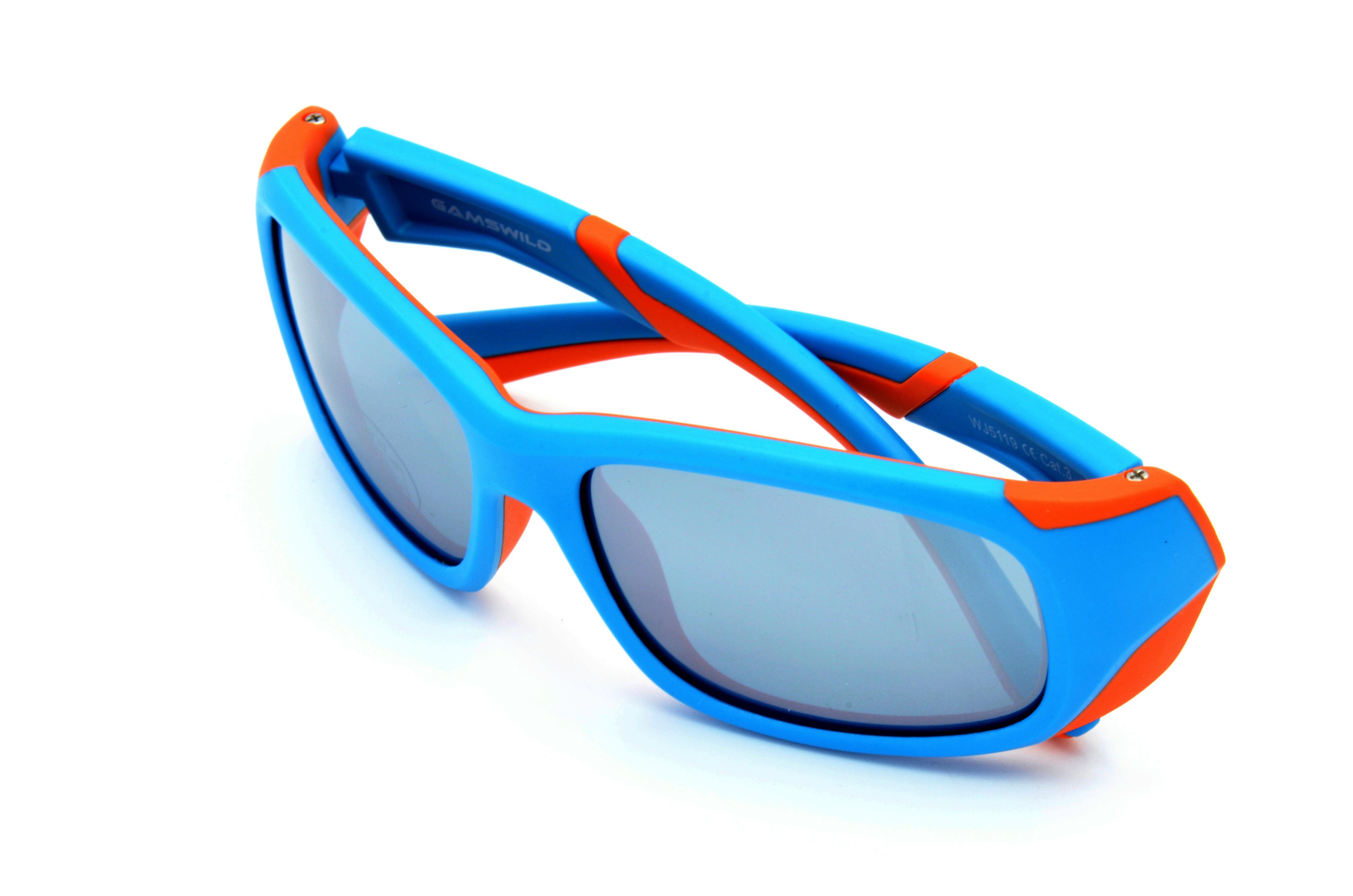 Gamswild Sonnenbrille WJ5119 GAMSKIDS Kinderbrille 6-12 Jahre Jugendbrille Mädchen Jungen Unisex, blau - orange, grün - grau, dunkelrot -orange super flexible Bügel