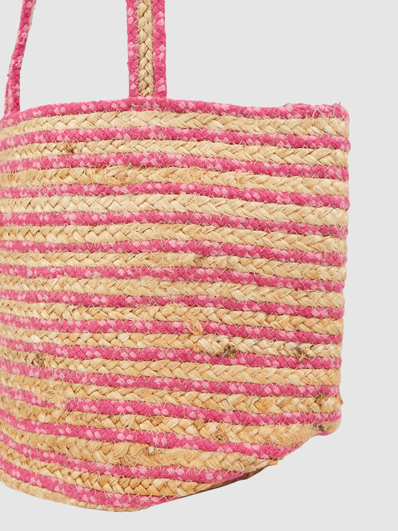 Shopper in Flecht-Optik in pink