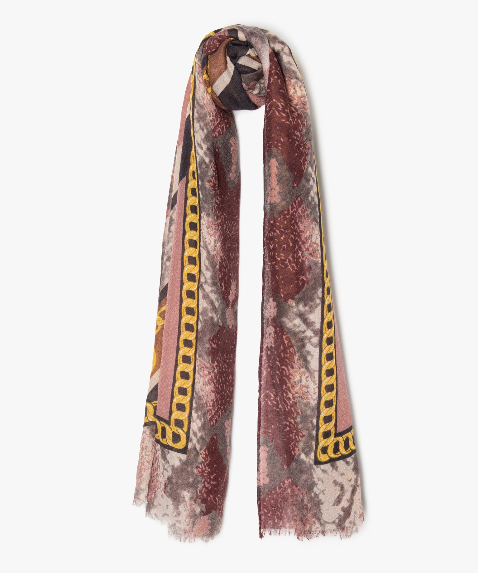 Foulard femme multicolore avec motifs chaines rose | GEMO